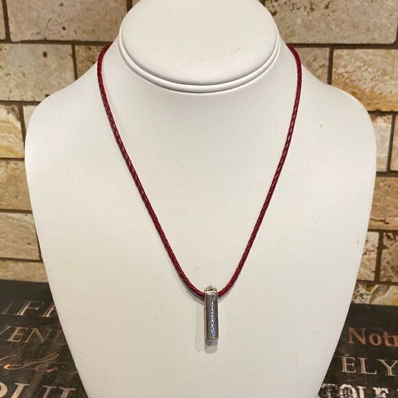 BRIGHTON Braided Leather LOVE Pendant Necklace - Picture 1 of 11